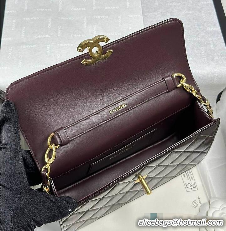 Market Sells Chanel Medium flap bag Glossy Lambskin & Gold Plated Metal AS5196 Dark Brown 2026