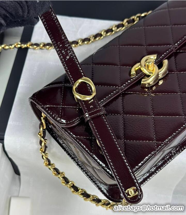 Market Sells Chanel Medium flap bag Glossy Lambskin & Gold Plated Metal AS5196 Dark Brown 2026