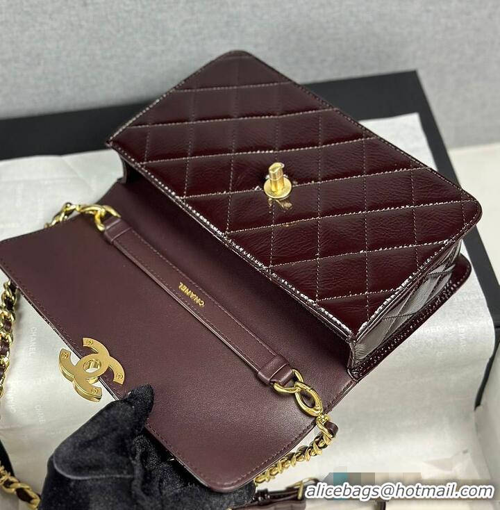 Market Sells Chanel Medium flap bag Glossy Lambskin & Gold Plated Metal AS5196 Dark Brown 2026