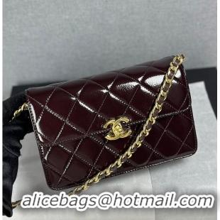 Market Sells Chanel Mini Flap Bag Glossy Lambskin & Gold Plated Metal AS5197 Dark Brown 2026