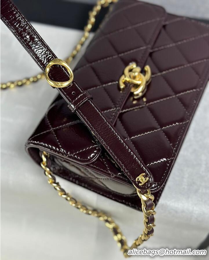 Market Sells Chanel Mini Flap Bag Glossy Lambskin & Gold Plated Metal AS5197 Dark Brown 2026