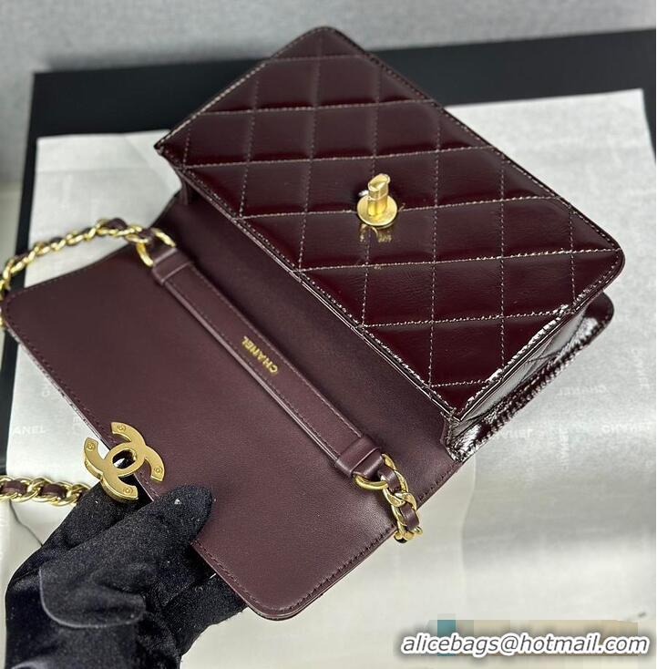 Market Sells Chanel Mini Flap Bag Glossy Lambskin & Gold Plated Metal AS5197 Dark Brown 2026