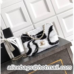 Top Design Chanel Sequined Classic Flap Bag Wave Pattern AS5198 Black/White 2026