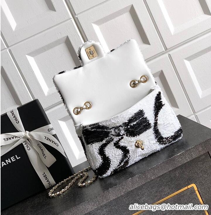 Top Design Chanel Sequined Classic Flap Bag Wave Pattern AS5198 Black/White 2026