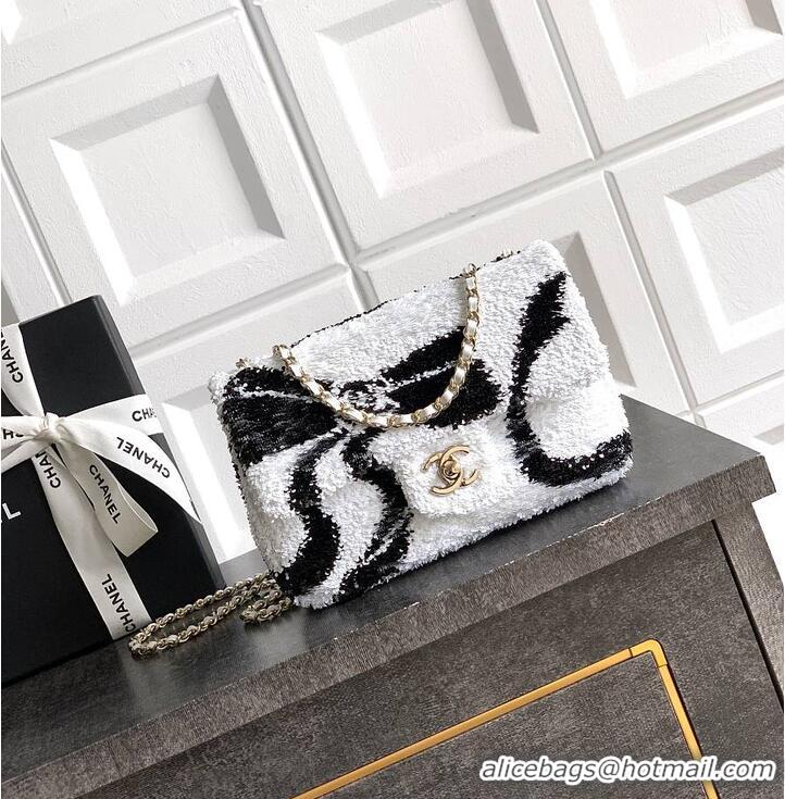 Top Design Chanel Sequined Classic Flap Bag Wave Pattern AS5198 Black/White 2026