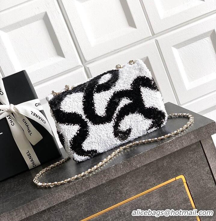 Top Design Chanel Sequined Classic Flap Bag Wave Pattern AS5198 Black/White 2026