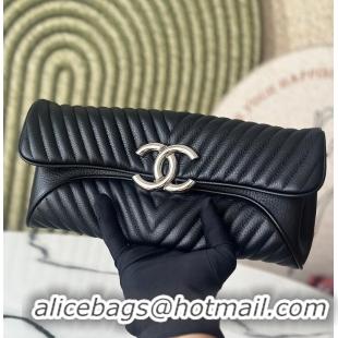 Modern Classic Chanel Leather Chevron Clutch AS4199 Black 2026