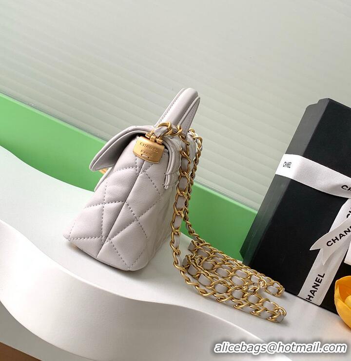 Luxury Cheap Chanel Mini Kelly Flap Bag With Top Handle Lambskin AS4299 Light Grey 2026
