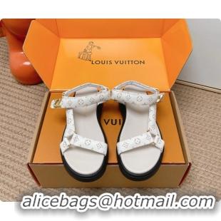 Luxurious Louis Vuitton Nevada Comfort Sandals White Monogram Canvas 6062301