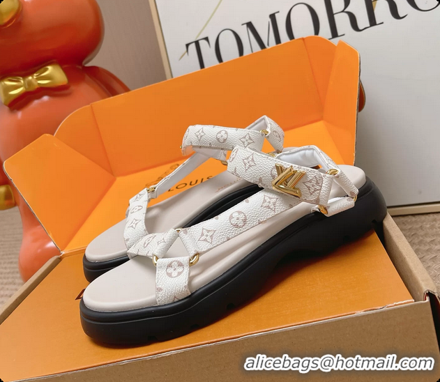 Luxurious Louis Vuitton Nevada Comfort Sandals White Monogram Canvas 6062301