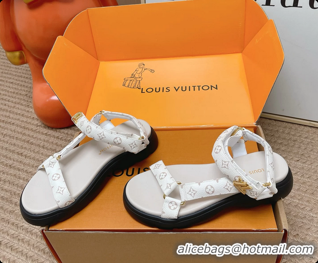 Luxurious Louis Vuitton Nevada Comfort Sandals White Monogram Canvas 6062301