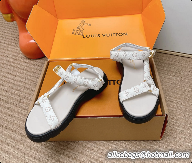 Luxurious Louis Vuitton Nevada Comfort Sandals White Monogram Canvas 6062301