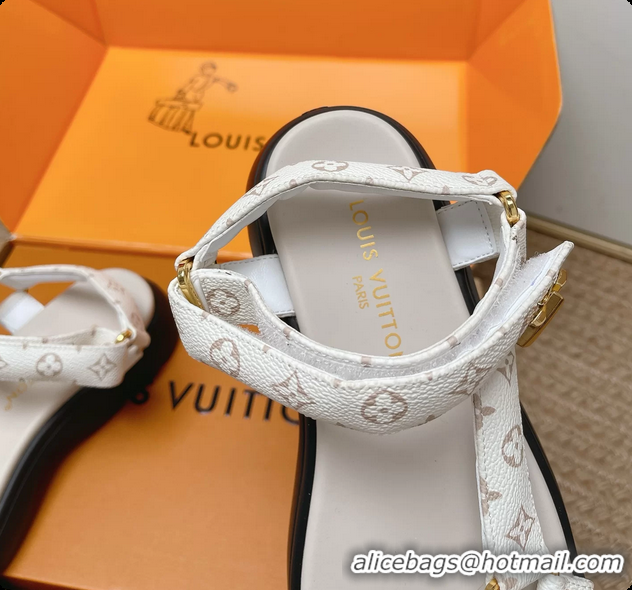 Luxurious Louis Vuitton Nevada Comfort Sandals White Monogram Canvas 6062301