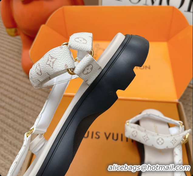 Luxurious Louis Vuitton Nevada Comfort Sandals White Monogram Canvas 6062301
