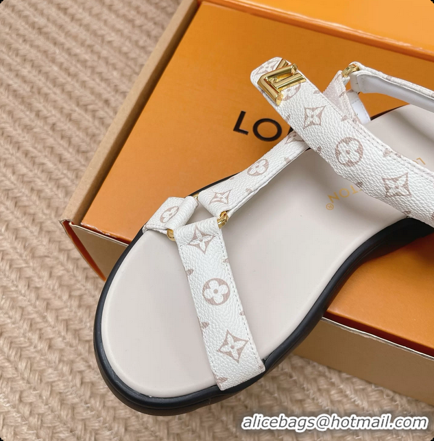 Luxurious Louis Vuitton Nevada Comfort Sandals White Monogram Canvas 6062301