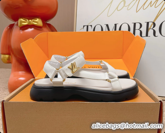 Unique Style Louis Vuitton Nevada Comfort Sandals White Calfskin Leather 6062301