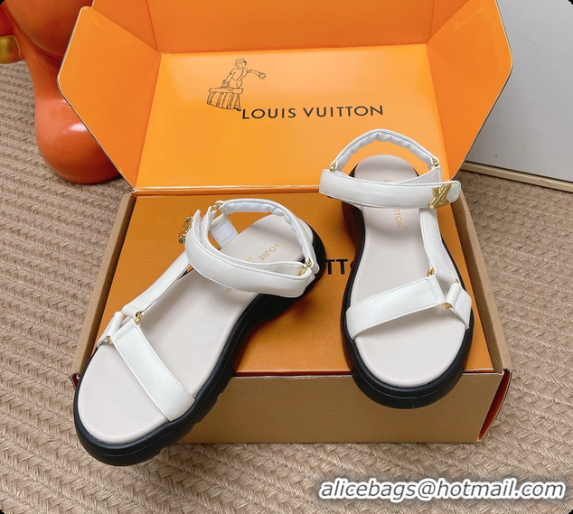 Unique Style Louis Vuitton Nevada Comfort Sandals White Calfskin Leather 6062301