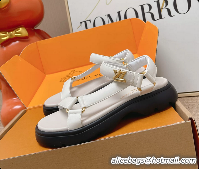 Unique Style Louis Vuitton Nevada Comfort Sandals White Calfskin Leather 6062301