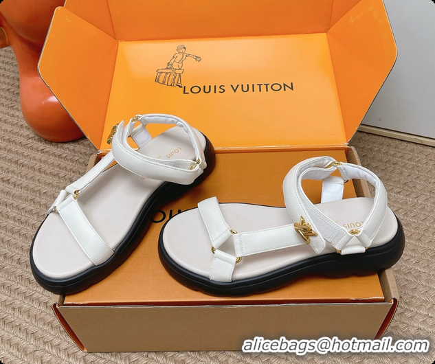 Unique Style Louis Vuitton Nevada Comfort Sandals White Calfskin Leather 6062301