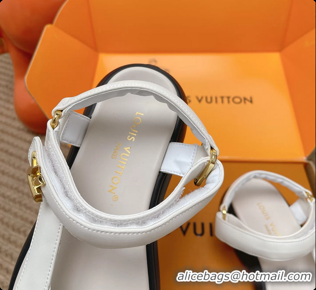 Unique Style Louis Vuitton Nevada Comfort Sandals White Calfskin Leather 6062301