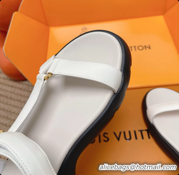 Unique Style Louis Vuitton Nevada Comfort Sandals White Calfskin Leather 6062301