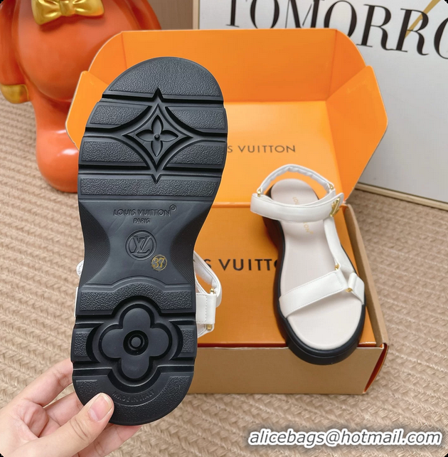 Unique Style Louis Vuitton Nevada Comfort Sandals White Calfskin Leather 6062301