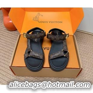 Top Grade Louis Vuitton Nevada Comfort Sandals Brown Monogram Canvas 6062301
