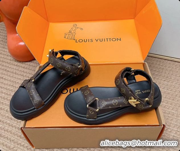 Top Grade Louis Vuitton Nevada Comfort Sandals Brown Monogram Canvas 6062301