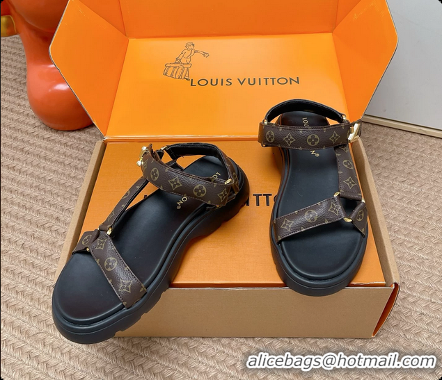 Top Grade Louis Vuitton Nevada Comfort Sandals Brown Monogram Canvas 6062301