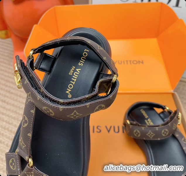 Top Grade Louis Vuitton Nevada Comfort Sandals Brown Monogram Canvas 6062301
