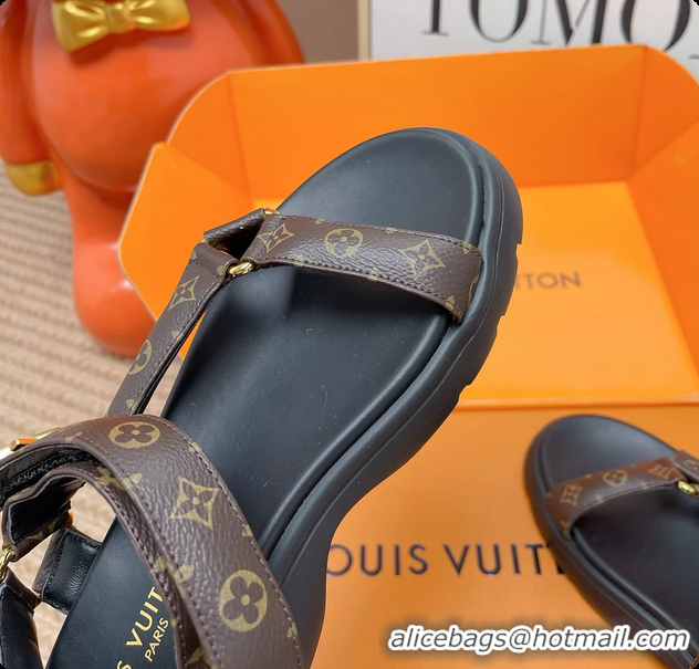 Top Grade Louis Vuitton Nevada Comfort Sandals Brown Monogram Canvas 6062301