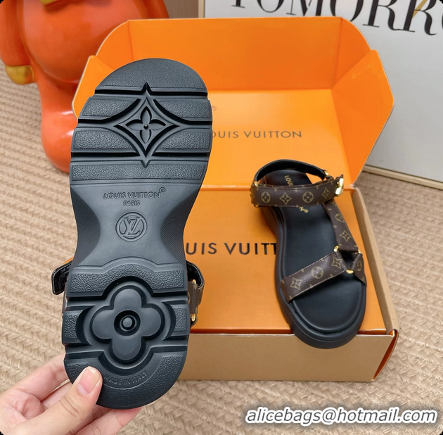 Top Grade Louis Vuitton Nevada Comfort Sandals Brown Monogram Canvas 6062301