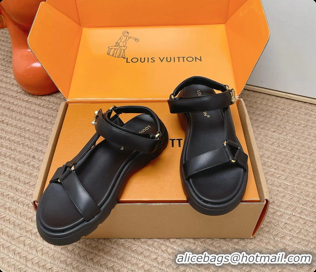 Most Popular Louis Vuitton Nevada Comfort Sandals Black Calfskin Leather 6062301
