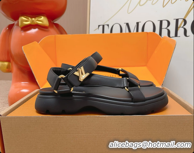 Most Popular Louis Vuitton Nevada Comfort Sandals Black Calfskin Leather 6062301