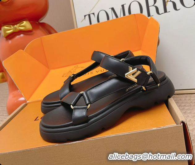 Most Popular Louis Vuitton Nevada Comfort Sandals Black Calfskin Leather 6062301