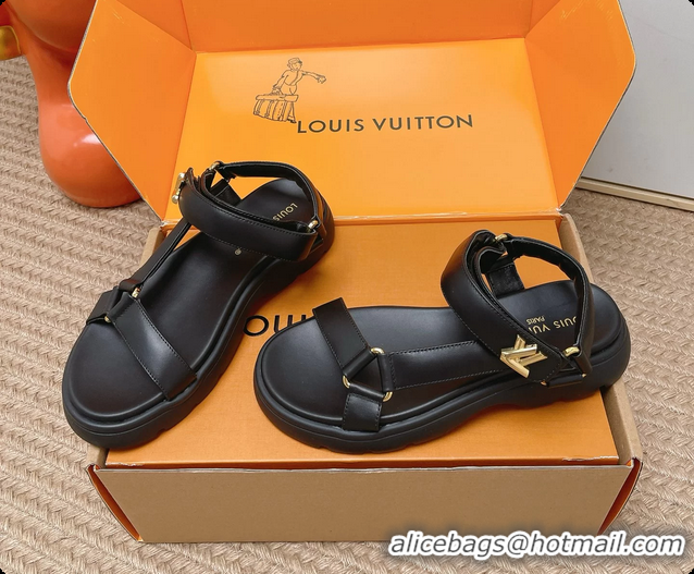 Most Popular Louis Vuitton Nevada Comfort Sandals Black Calfskin Leather 6062301