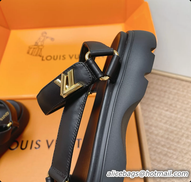 Most Popular Louis Vuitton Nevada Comfort Sandals Black Calfskin Leather 6062301