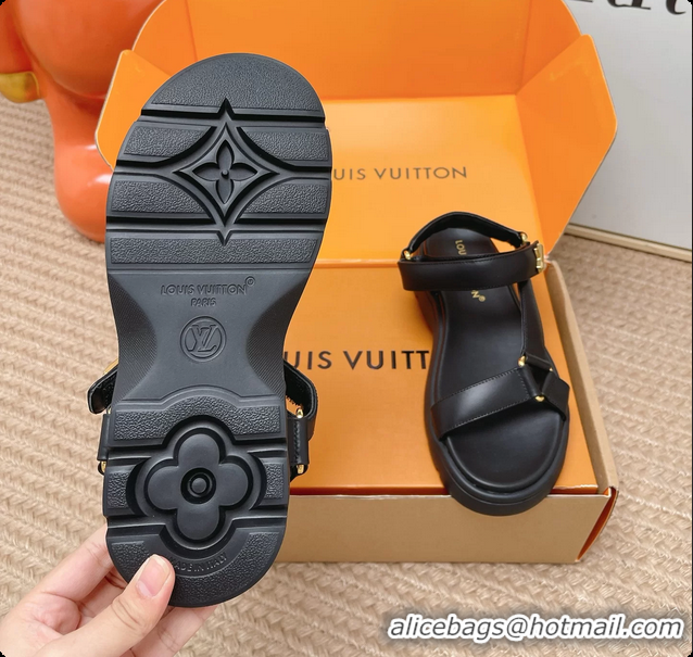 Most Popular Louis Vuitton Nevada Comfort Sandals Black Calfskin Leather 6062301