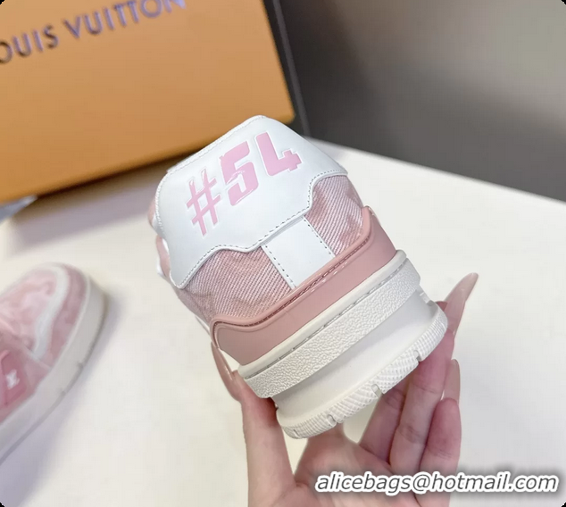 Top Design Louis Vuitton LV Trainer Sneakers Denim Light Pink Monogram Canvas 6062302