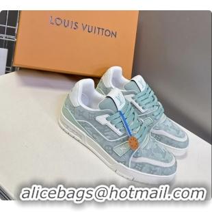 Pretty Style Louis Vuitton LV Trainer Sneakers Denim Light Green Monogram Canvas 6062302