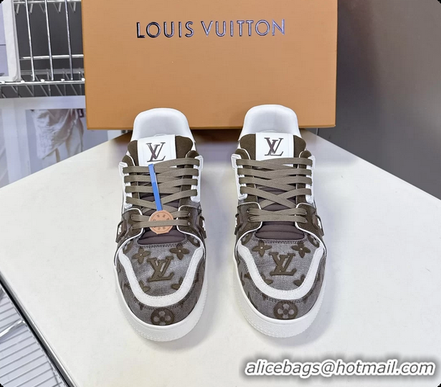 Good Looking Louis Vuitton LV Trainer Sneakers Denim Dark Green Monogram Canvas 6062302