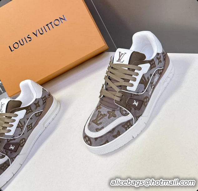 Good Looking Louis Vuitton LV Trainer Sneakers Denim Dark Green Monogram Canvas 6062302