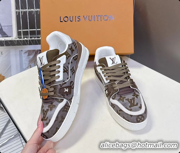 Good Looking Louis Vuitton LV Trainer Sneakers Denim Dark Green Monogram Canvas 6062302
