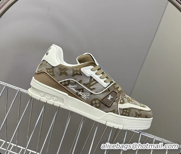 Good Looking Louis Vuitton LV Trainer Sneakers Denim Dark Green Monogram Canvas 6062302