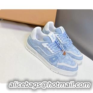 Best Product Louis Vuitton LV Trainer Sneakers Denim Blue Monogram Canvas 6062302