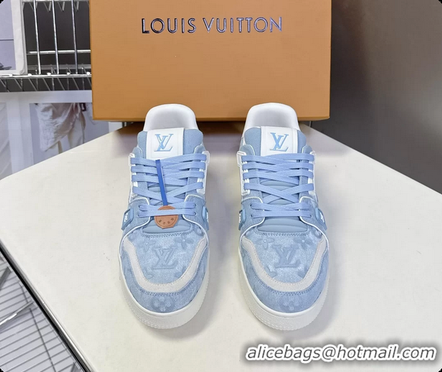 Best Product Louis Vuitton LV Trainer Sneakers Denim Blue Monogram Canvas 6062302