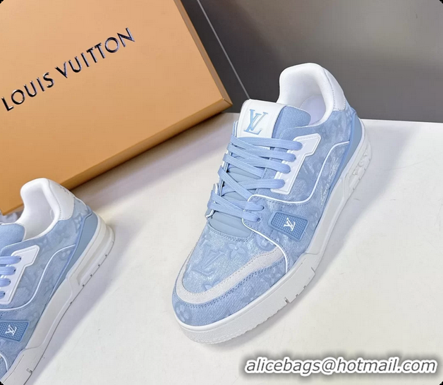 Best Product Louis Vuitton LV Trainer Sneakers Denim Blue Monogram Canvas 6062302