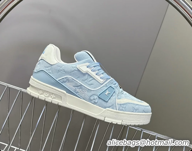 Best Product Louis Vuitton LV Trainer Sneakers Denim Blue Monogram Canvas 6062302