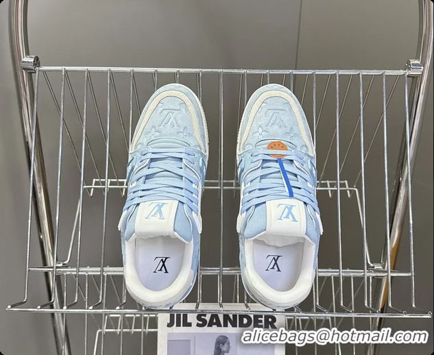 Best Product Louis Vuitton LV Trainer Sneakers Denim Blue Monogram Canvas 6062302