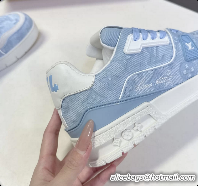 Best Product Louis Vuitton LV Trainer Sneakers Denim Blue Monogram Canvas 6062302